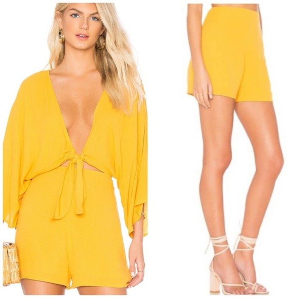 Rachel Pally x Revolve Yellow High Waist Lined Shorts in Sunflower Small